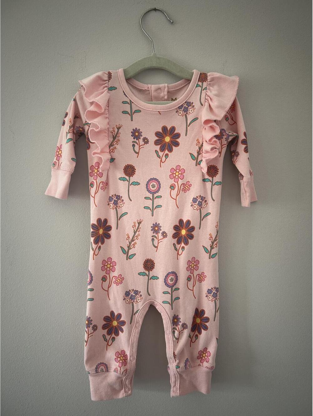 Monica and Andy Floral Onesie 100% Cotton Girls Size 3-6 Months